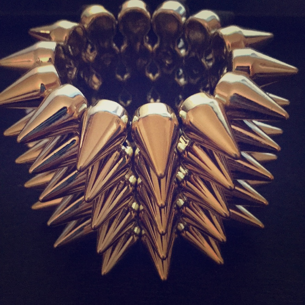 Gold 5 row spike bracelet